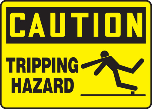 OSHA Caution Safety Sign: Tripping Hazard 10" x 14" Adhesive Dura-Vinyl 1/Each - MSTF616XV