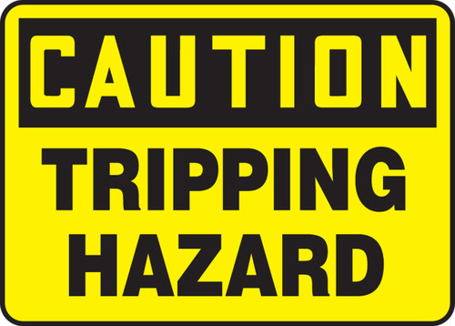 OSHA Caution Safety Sign: Tripping Hazard 10" x 14" Adhesive Vinyl 1/Each - MSTF664VS
