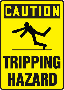 OSHA Caution Safety Sign: Tripping Hazard 10" x 7" Adhesive Vinyl 1/Each - MSTF666VS