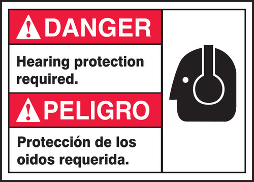 BILINGUAL ANSI SIGN - HEARING PROTECTION 10" x 14" Adhesive Dura-Vinyl 1/Each - MTAS116XV