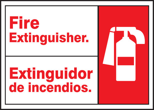 Bilingual ANSI Safety Sign: Fire Extinguisher 10" x 14" Adhesive Vinyl 1/Each - MTAS500VS