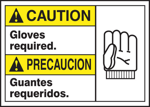 BILINGUAL ANSI SIGN - GLOVES 10" x 14" Plastic 1/Each - MTAS610VP