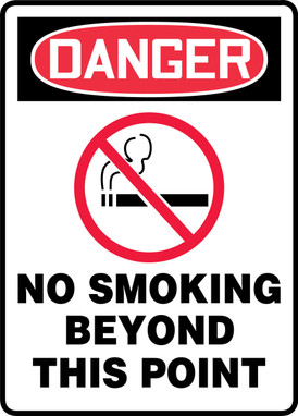 OSHA Danger Safety Sign: No Smoking Beyond This Point 14" x 10" Plastic 1/Each - MTDX011VP