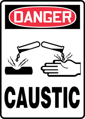 OSHA Danger Safety Sign: Caustic 14" x 10" Adhesive Dura-Vinyl 1/Each - MTDX014XV