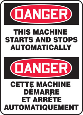 Danger Machine Starts And Stops Automatically 14" x 10" - MTFC181VS