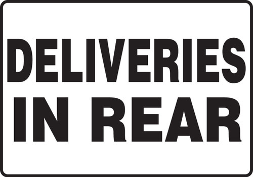 Safety Sign: Deliveries In Rear 10" x 14" Plastic 1/Each - MVHR546VP