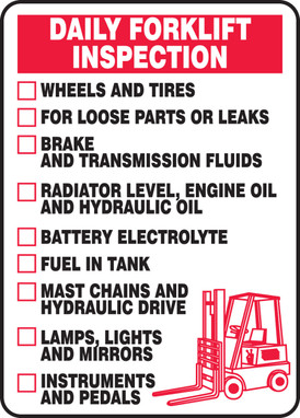 Daily Forklift Inspection Safety Sign: Wheels and Tires 20" x 14" Accu-Shield 1/Each - MVHR925XP