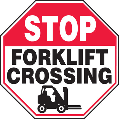 Stop Safety Sign: Forklift Crossing 12" x 12" Aluminum 1/Each - MVHR939VA