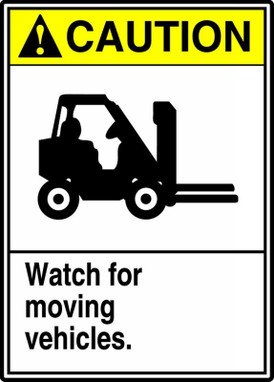ANSI Caution Safety Sign: Watch For Moving Vehicles 14" x 10" Dura-Plastic 1/Each - MVTR601XT
