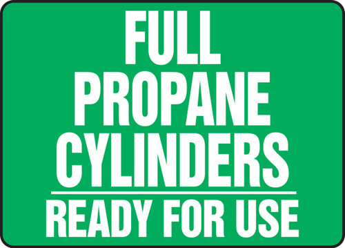 Cylinder & Compressed Gas Sign: Full Propane Cylinders - Ready For Use 10" x 14" Adhesive Vinyl - MWLD512VS
