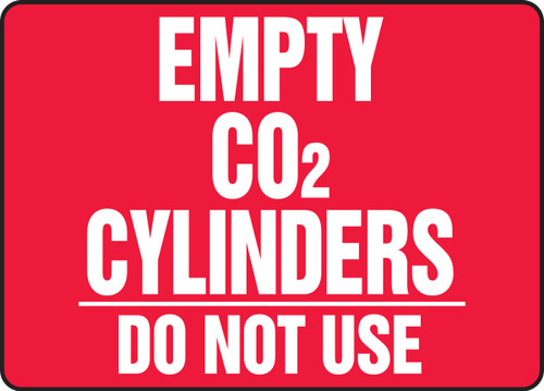 Cylinder & Compressed Gas Sign: Empty CO2 Cylinders - Do Not Use 10" x 14" Adhesive Vinyl 1/Each - MWLD514VS