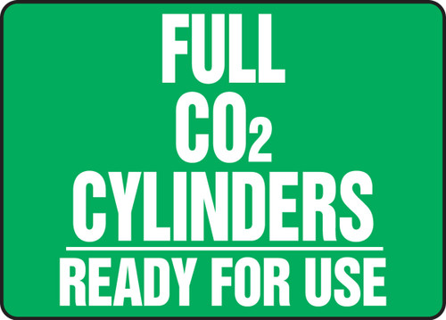 Cylinder & Compressed Gas Sign: Full CO2 Cylinders - Ready For Use 10" x 14" Aluminum 1/Each - MWLD516VA