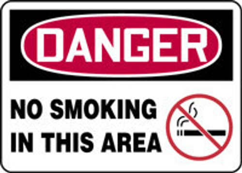 OSHA Danger Safety Sign: No Smoking In This Area 10" x 14" Plastic 1/Each - MWLDD07VP