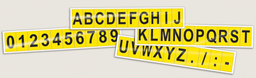 Consecutive Letter and Number Markers Character Size: 1 15/16" Letter Kit (A-Z) Adhesive Vinyl - Black on Yellow 1/Pack - NCT263YL