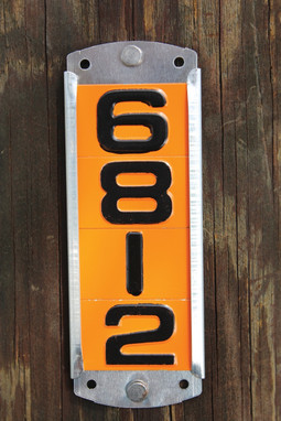Embossed Aluminum Character Plates Background Orange Letter K Vertical 1/Each - NHT145KOR
