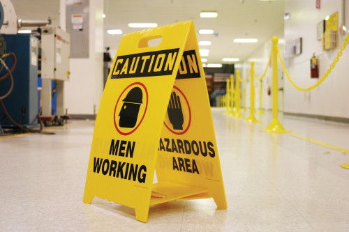 OSHA Caution Reversible Fold-Ups Floor Sign: Pedestrian Traffic - Watch Out For Forklifts 20" X 12" Corrugated Plastic 1/Each - PFE446