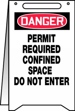 OSHA Danger Folds-Ups Floor Sign: Confined Space - Do Not Enter - Permit Required 20" X 12" - PFR132