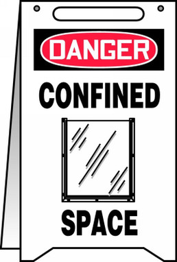 OSHA Danger Fold-Ups Floor Sign: Confined Space 20" X 12" - PFR140