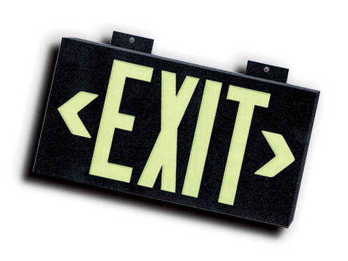 Ultra-Glow Safety Sign: Steel Case Exit Sign Black Single-Face 1/Each - PLW105BK