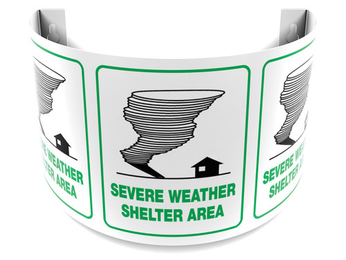 180D Projection Sign: Severe Weather Shelter Area English Panel Size: 12" 1/Each - PSJ364