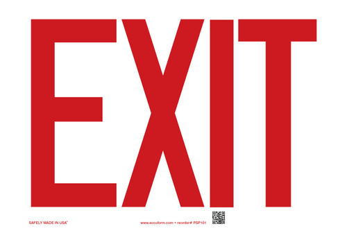 Safety Sign: Exit 8" x 12" Plastic (.100) 1/Each - PSP101