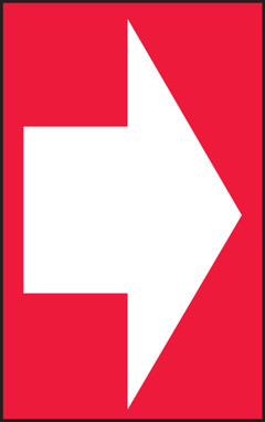 Safety Sign: Right Arrow (Red Background) 8" x 5" Plastic (.100) 1/Each - PSP104