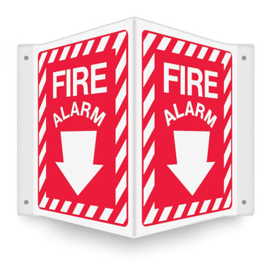 Projection Safety Sign: Fire Alarm (Chevrons Graphic And Down Arrow) 3D 12" x 9" Panel 1/Each - PSP324