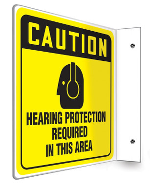 OSHA Caution Projection Sign: Hearing Protection Required In This Area 3D (6" x 5" Panel) 1/Each - PSP365