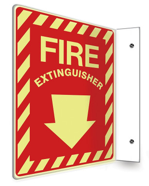 Glow Projection Sign: Fire Extinguisher (Stripes) 12" x 9" Panel .100 PETG Lumi-Glow Plastic - PSP407