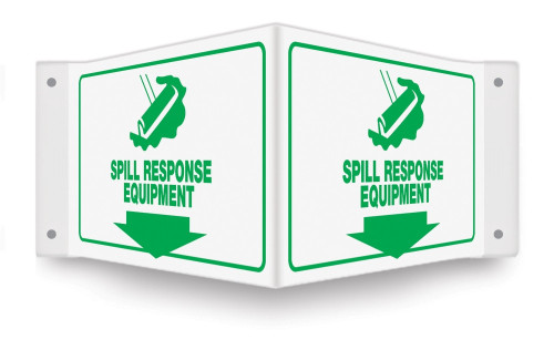 Projection Sign: Spill Response Equipment (Down Arrow) 90D (8" x 8" Panel) 1/Each - PSP492