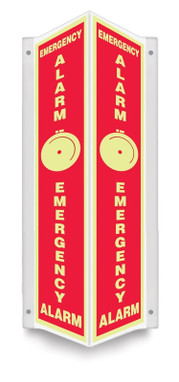 Glow-In-The-Dark Projection Safety Sign: Emergency Alarm (Graphic) 90D 24" x 4" Panel .100 PETG Lumi-Glow Plastic 1/Each - PSP714