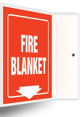 Projection Sign: Fire Blanket (Down Arrow) 90D (8" x 8" Panel) 1/Each - PSP727