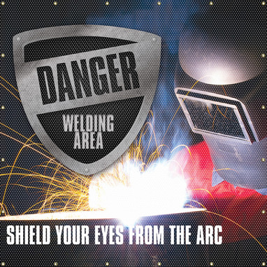 ONE-WAY Printed Welding Screens: Danger Welding Area - Shield Your Eyes From The Arc 6-FT x 6-FT - PWD100BU