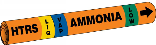 IIAR Snap Tite Ammonia Pipe Marker: HTRS/LIQ/VAP/LOW IIAR ST OD 3/4" - 1 1/4" 1/Each - RAP310C