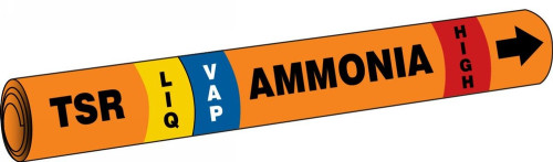 IIAR Snap Tite Ammonia Pipe Marker: TSR/LIQ/VAP/HIGH IIAR ST OD 1 1/2" - 2" 1/Each - RAP317D