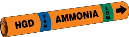 IIAR Cling-Tite Ammonia Pipe Marker: HGD/VAP/HIGH IIAR CT OD 3/4" - 1 1/4" 1/Each - RAT205C
