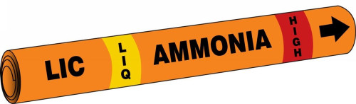 IIAR Cling-Tite Ammonia Pipe Marker: LIC/LIQ/HIGH IIAR CT OD 6 1/4" - 8" 1/Each - RAT212J