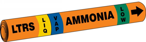 IIAR Cling-Tite Ammonia Pipe Marker: LTRS/LIQ/VAP/LOW IIAR CT OD 3/4" - 1 1/4" 1/Each - RAT215C