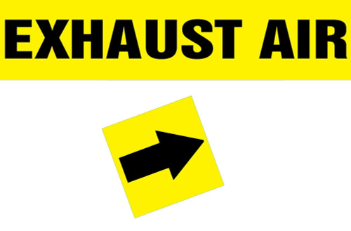 Duct Marker: Exhaust Air Black Letters on Yellow outside diameter 8" - 10" 1/Each - RPC762BKYLPH