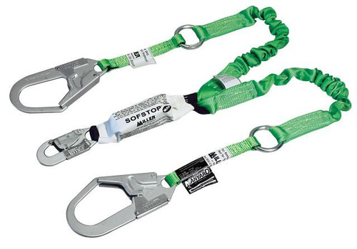 Miller 6 ft. Double leg Web Lanyard w/SofStop 1 locking snap hook and 2 locking rebar hooks 980WRS-Z7/6FT