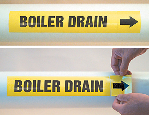 ASME (ANSI) Pipe Marker: Condensate Pump Discharge Self Stick - 1 1/2" to 2" O.D. 1/Each - RPK236SSB