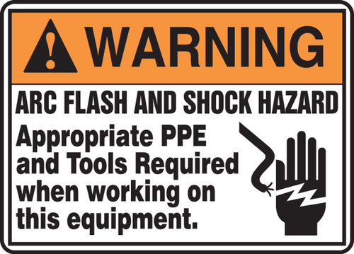 ANSI Warning Signs By-The-Roll: Arc Flash And Shock Hazard 7" x 10" 100/Roll - SAR156