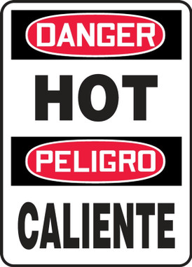 Bilingual Contractor Preferred OSHA Danger Safety Sign: Hot / Caliente 10" x 14" Plastic (.040") 1/Each - SBECPG020CP