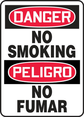 Bilingual Contractor Preferred OSHA Danger Safety Sign: No Smoking 10" x 14" Plastic (.040") - SBESMK133CP