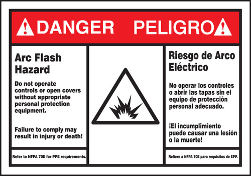 ARC FLASH LABELS 3 1/2" x 5" Adhesive Dura-Vinyl - SBLSPS149