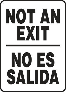 Bilingual Safety Sign: Not An Exit/No Es Salida 14" x 10" Dura-Plastic 1/Each - SBMADC523XT