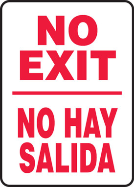 Bilingual Safety Sign: No Exit/No Hay Salida 14" x 10" Plastic 1/Each - SBMADC529VP