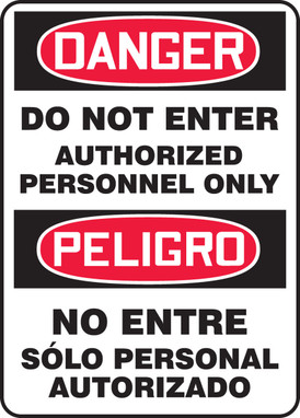 Spanish Bilingual OSHA Danger Safety Sign: Do Not Enter - Authorized Personnel Only 14" x 10" Adhesive Dura-Vinyl 1/Each - SBMADM141XV