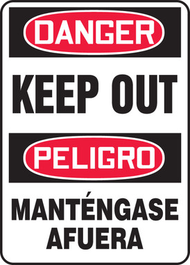 Bilingual OSHA Danger Safety Sign: Keep Out 14" x 10" Dura-Fiberglass 1/Each - SBMADM146XF