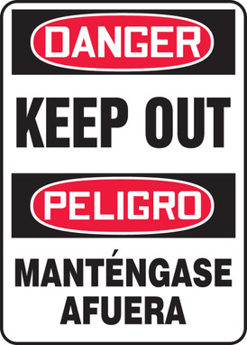 Bilingual OSHA Danger Safety Sign: Keep Out 14" x 10" Dura-Plastic 1/Each - SBMADM146XT